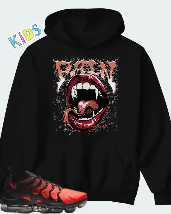 Nike Air VaporMax Plus Black Crimson Gradient  Matching Kid's Hoodie