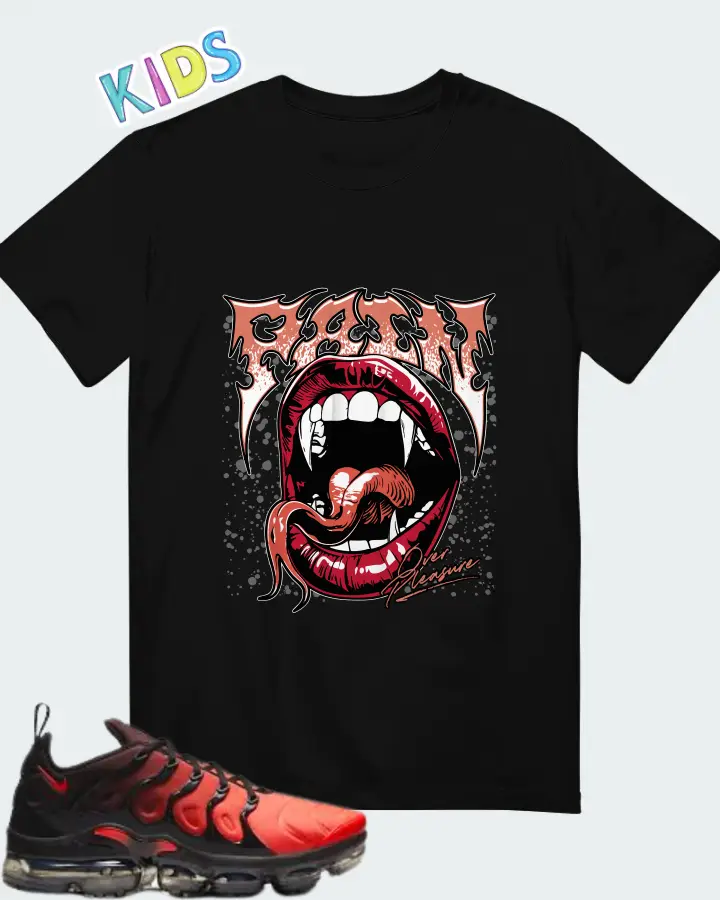 Nike Air VaporMax Plus Black Crimson Gradient  Matching Kid's T-Shirt