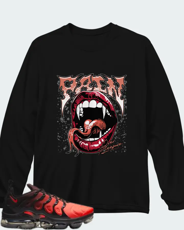 Nike Air VaporMax Plus Black Crimson Gradient  Matching Long Sleeve T-Shirt