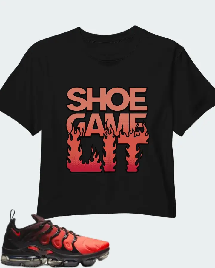 Nike Air VaporMax Plus Black Crimson Gradient Matching Crop Top
