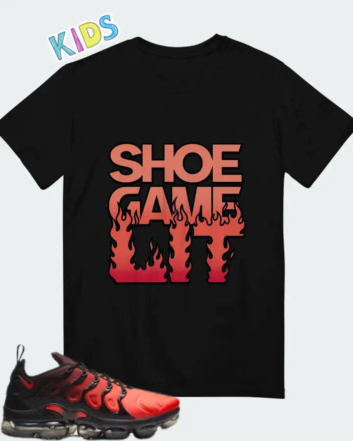 Nike Air VaporMax Plus Black Crimson Gradient Matching Kid's T-Shirt