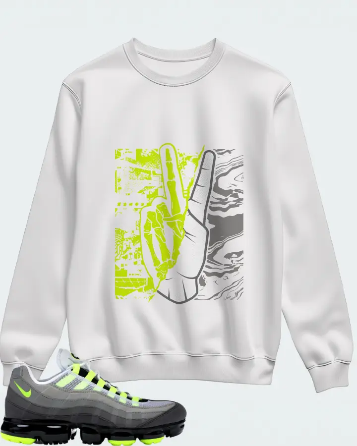 Nike Air VaporMax 95 Neon Sneaker Matching White Sweatshirt - Peace of mind