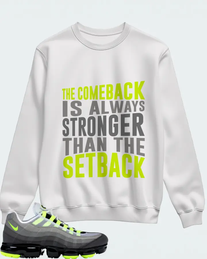 Nike Air VaporMax 95 Neon Sneaker Matching White Sweatshirt - The Comeback