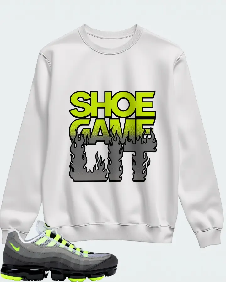 Nike Air VaporMax 95 Neon Sneaker Matching White Sweatshirt - Shoe Game Lit Refreshed
