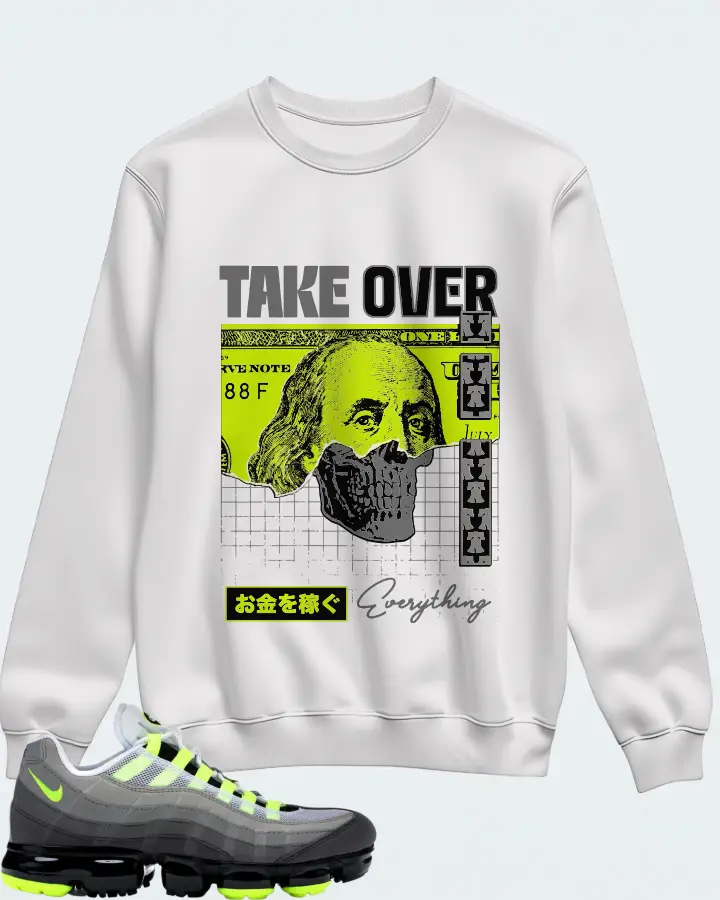 Nike Air VaporMax 95 Neon Sneaker Matching White Sweatshirt - Take Over