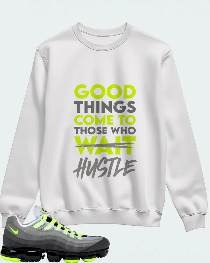 Nike Air VaporMax 95 Neon Sneaker Matching White Sweatshirt - Good Things Come