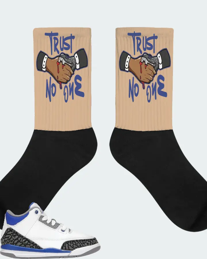 Jordan 3 Retro Sneaker Matching Cream Socks - Trust No One