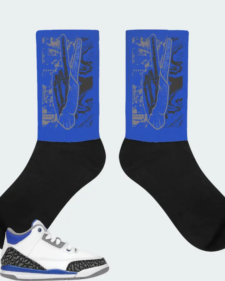 Jordan 3 Retro Sneaker Matching Royal Blue Socks - Peace of mind