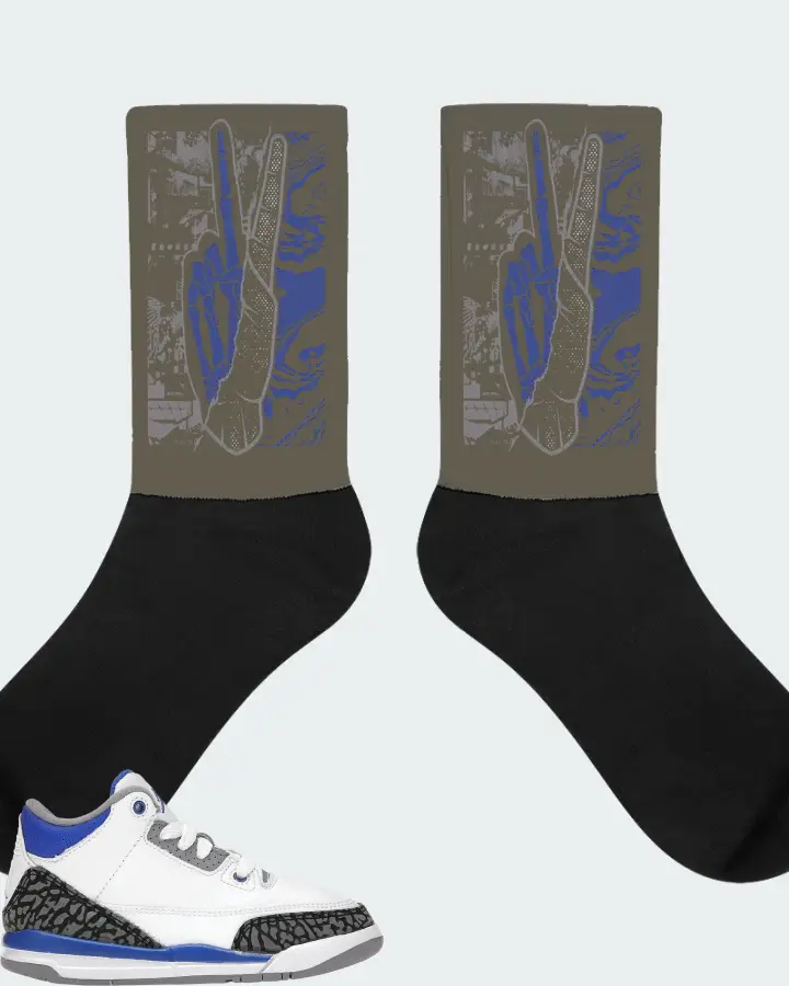 Jordan 3 Retro Sneaker Matching Army Green Socks - Peace of mind