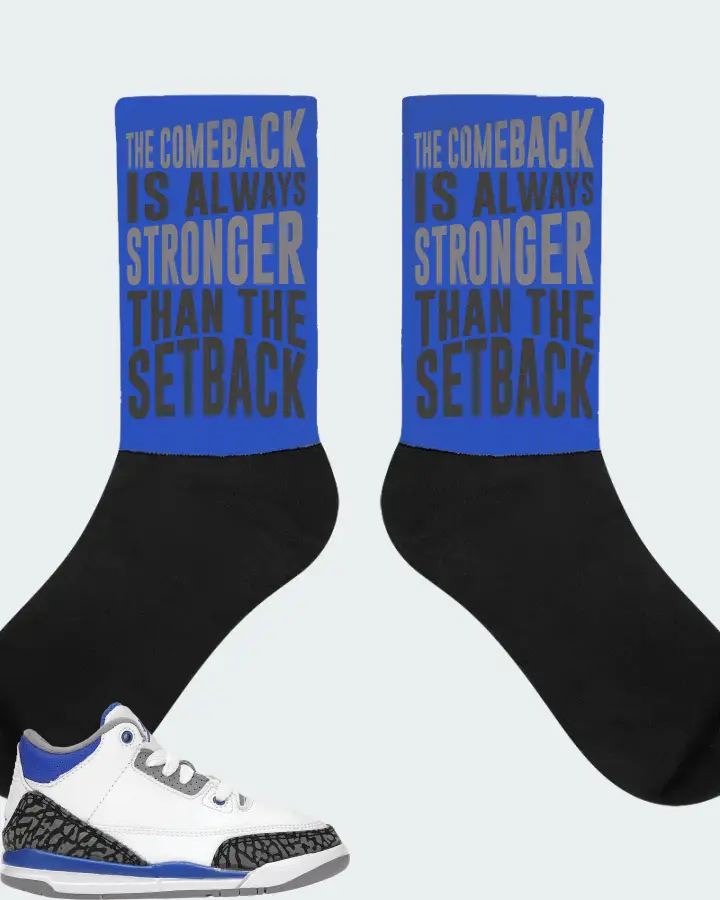 Jordan 3 Retro Sneaker Matching Royal Blue Socks - The Comeback