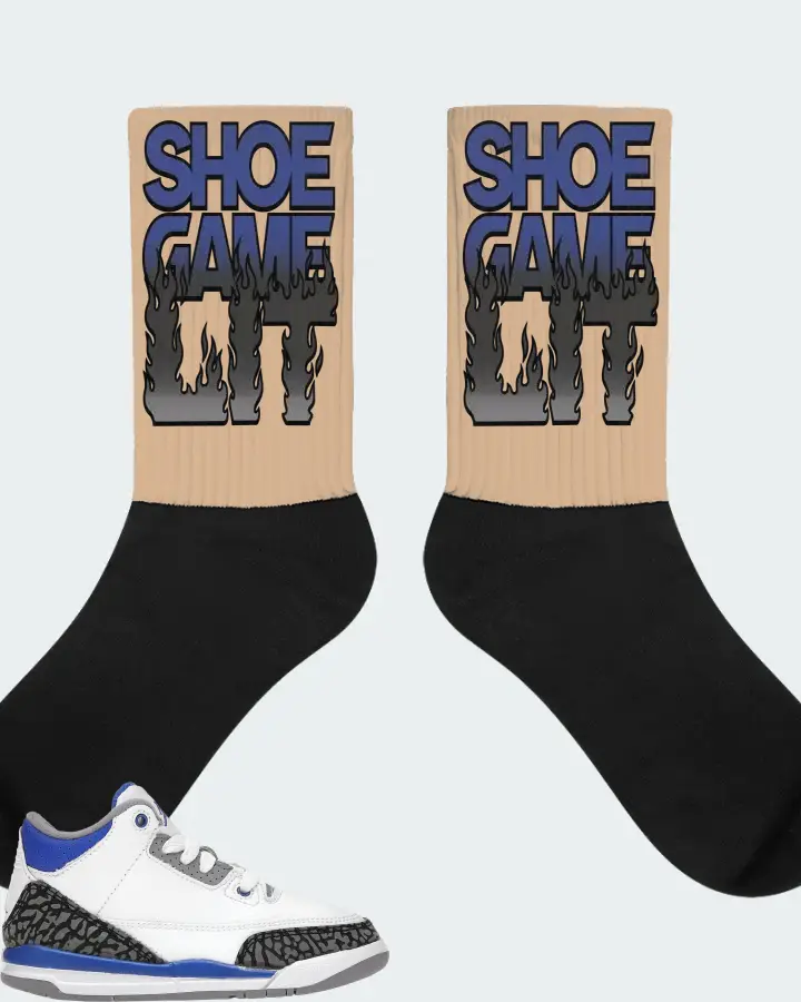Jordan 3 Retro Sneaker Matching Cream Socks - Shoe Game Lit Refreshed