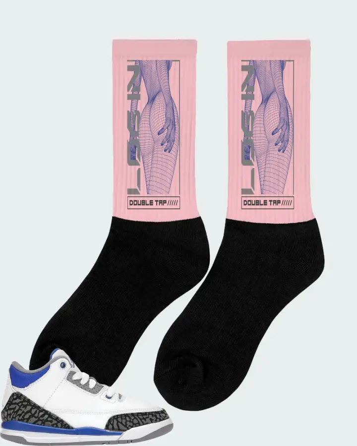 Jordan 3 Retro Sneaker Matching Pink Socks (LOGIN) - View 3