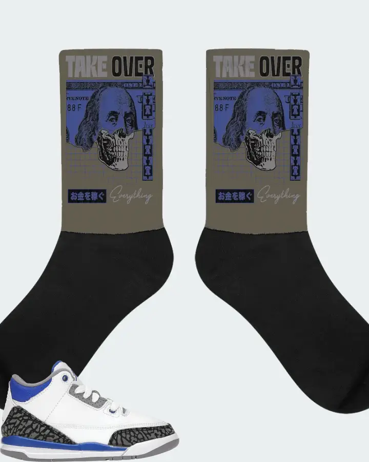 Jordan 3 Retro Sneaker Matching Army Green Socks - Take Over