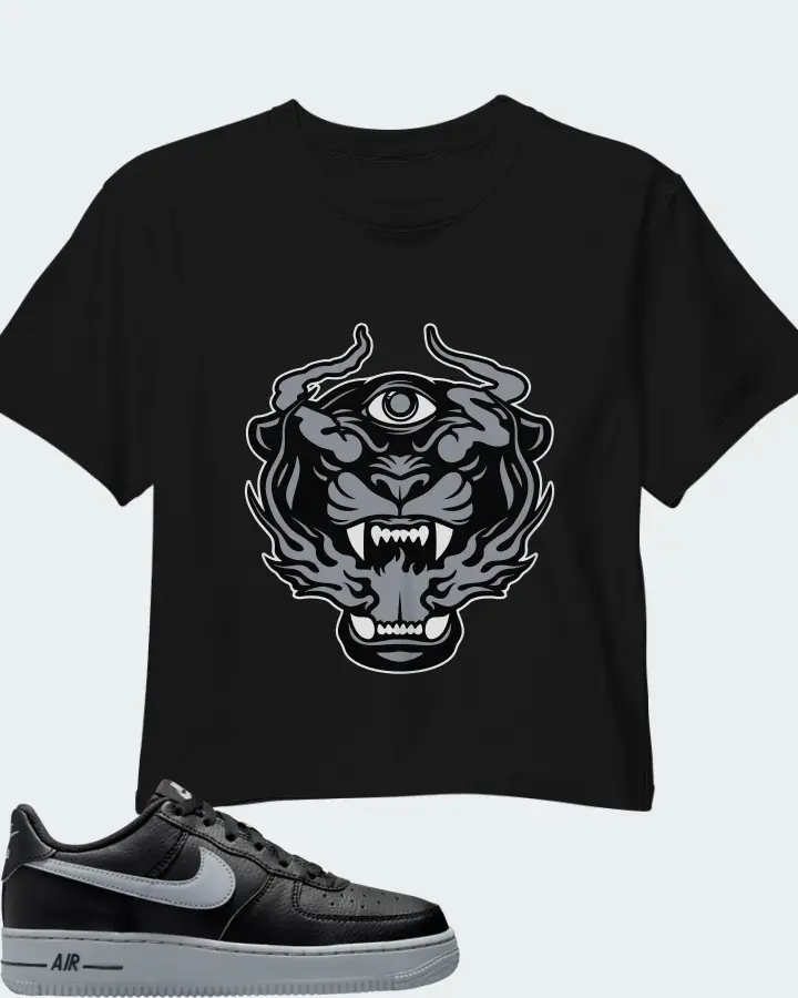 Nike Air Force 1 Low Black Wolf Grey Matching Crop Top