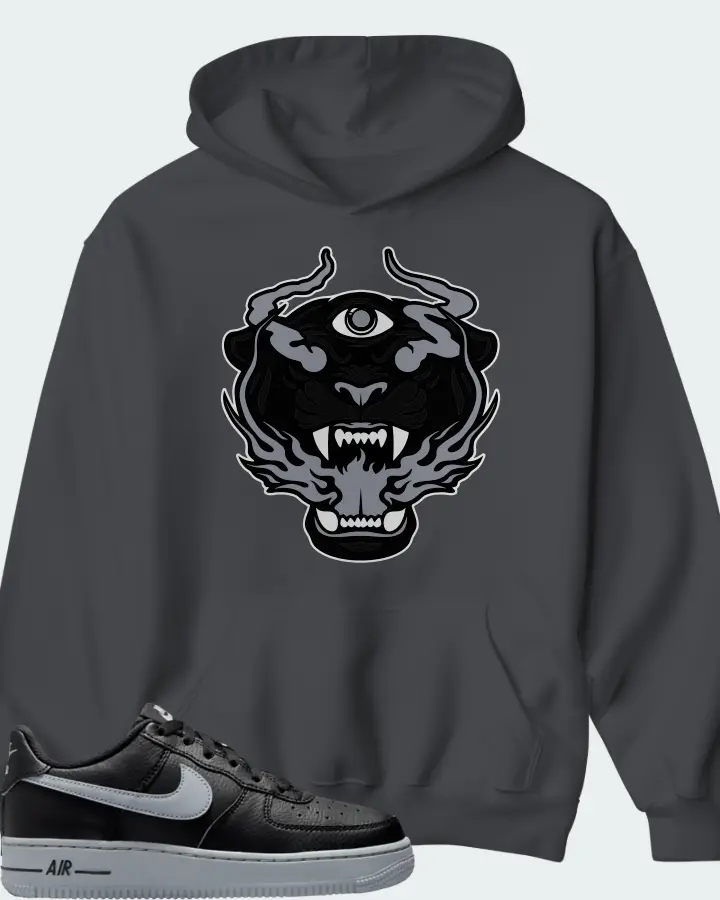 Nike Air Force 1 Low Black Wolf Grey Matching Hoodie