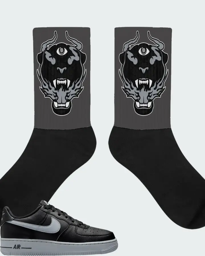 Nike Air Force 1 Low Black Wolf Grey Matching Socks