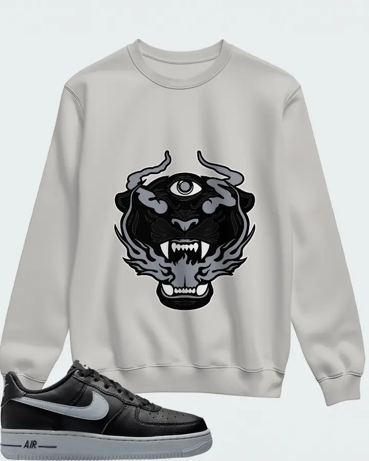 Nike Air Force 1 Low Black Wolf Grey Matching Sweatshirt