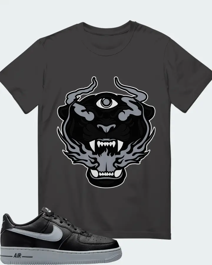 Nike Air Force 1 Low Black Wolf Grey Matching T-Shirt