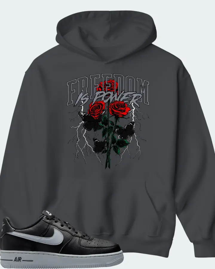 Nike Air Force 1 Low Black Wolf Grey Matching Hoodie