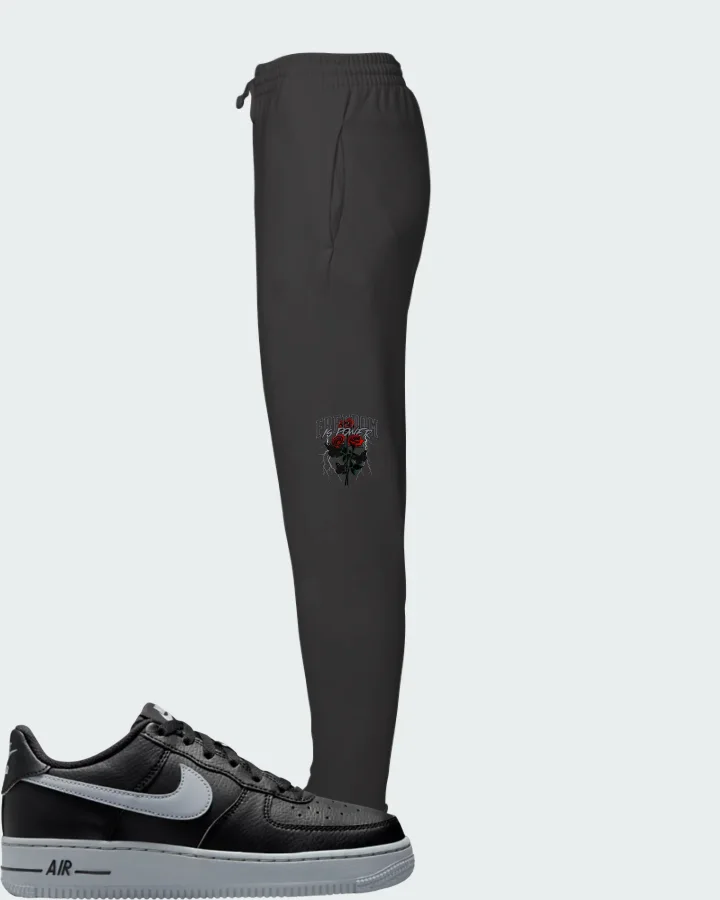 Nike Air Force 1 Low Black Wolf Grey Matching Joggers