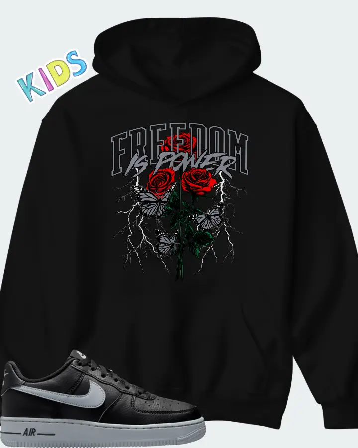 Nike Air Force 1 Low Black Wolf Grey Matching Kid's Hoodie