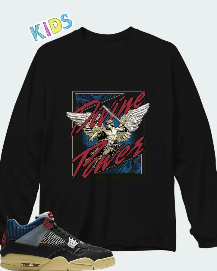 Union LA x Air Jordan 4 Retro Off Noir Matching Kid's Long Sleeve T-Shirt