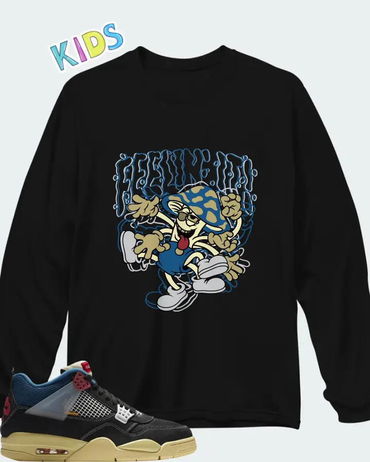 Union LA x Air Jordan 4 Retro Off Noir Matching Kid's Long Sleeve T-Shirt