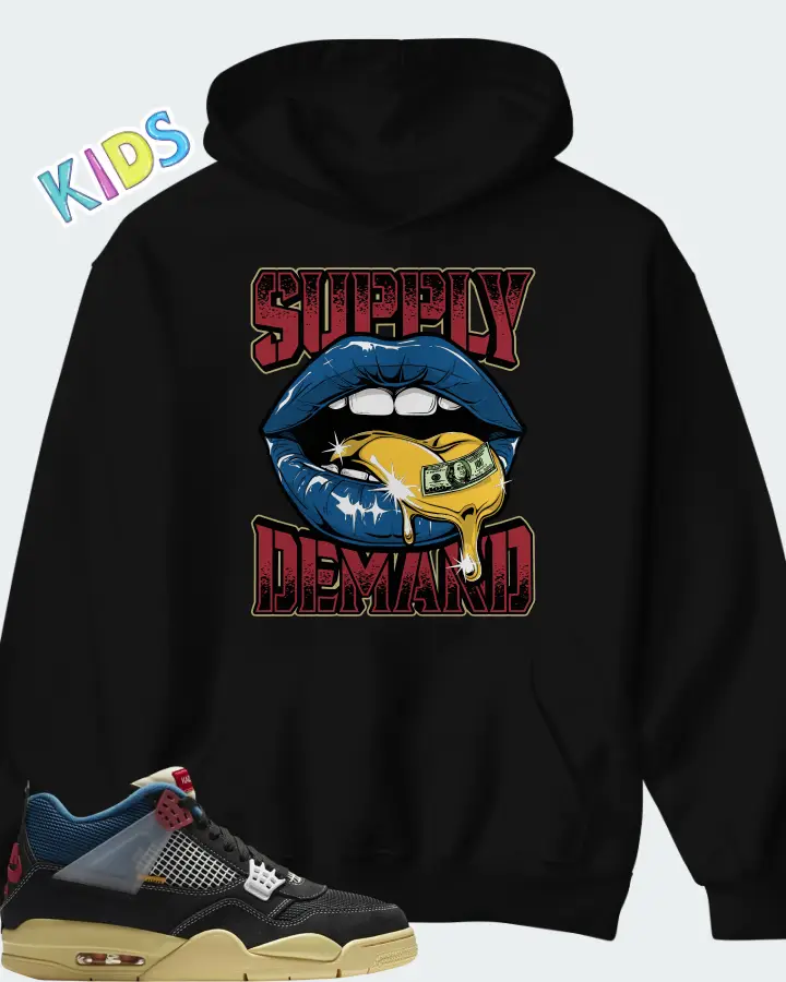 Union LA x Air Jordan 4 Retro Off Noir Matching Kid's Hoodie