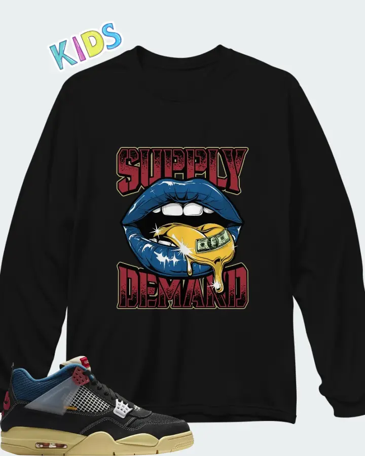 Union LA x Air Jordan 4 Retro Off Noir Matching Kid's Long Sleeve T-Shirt