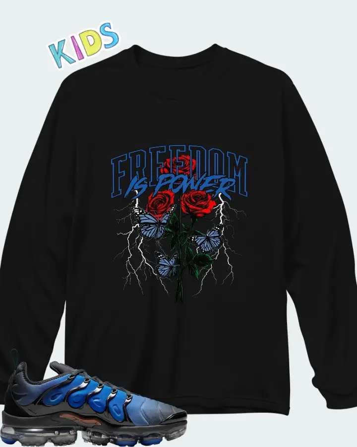 Nike Air VaporMax Plus Blue Matching Kid's Long Sleeve T-Shirt