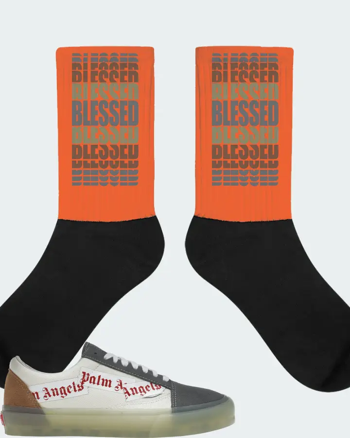 Vans Old Skool VLT LX Sneaker Matching Orange Socks - BLESSED Many Times