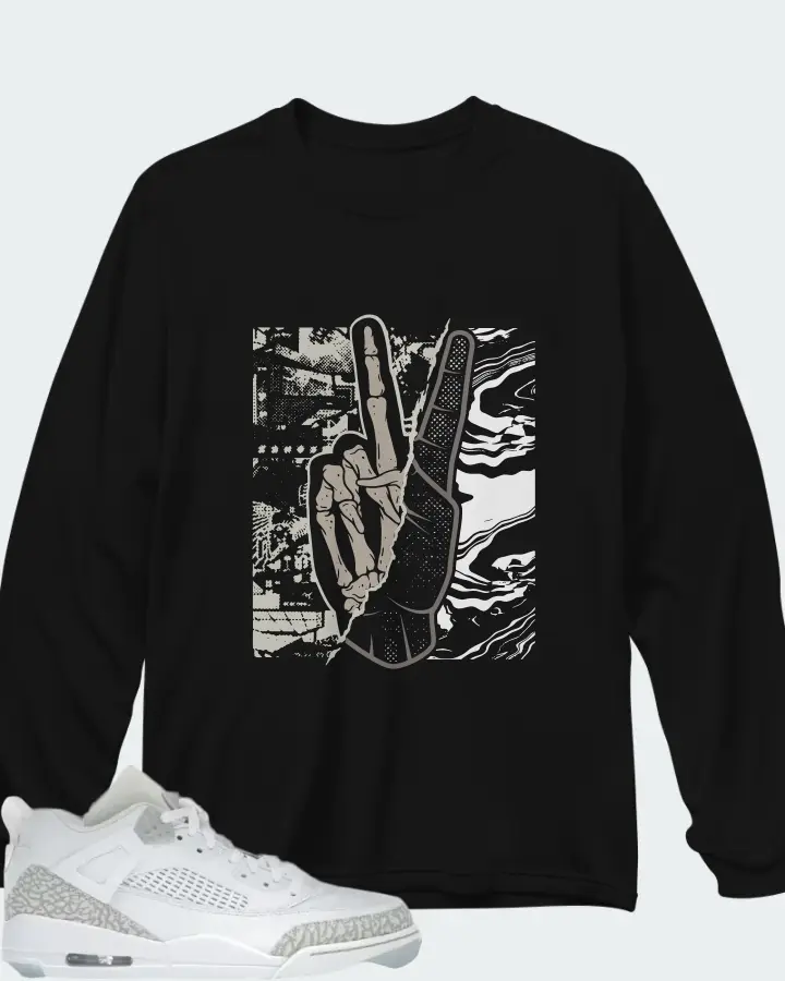 Air Jordan Spizike Low White Metallic Silver Barely Blue Neutral Grey Matching Long Sleeve T-Shirt