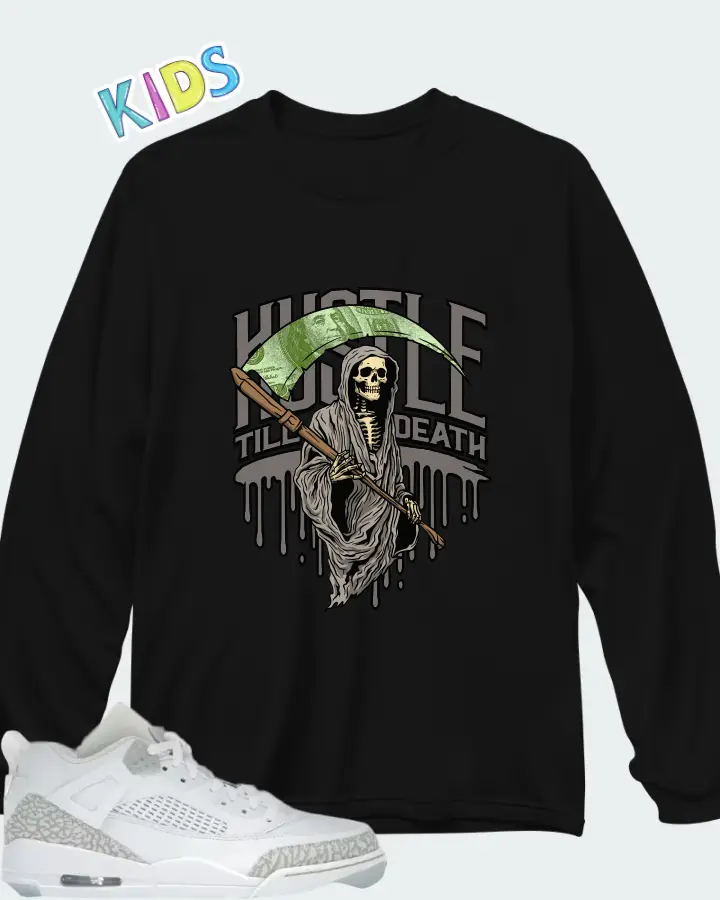 Air Jordan Spizike Low White Metallic Silver Barely Blue Neutral Grey Matching Kid's Long Sleeve T-Shirt