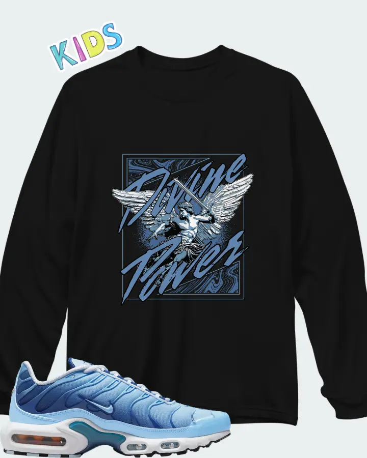 Nike Air Max Plus University Blue Gradient Matching Kid's Long Sleeve T-Shirt