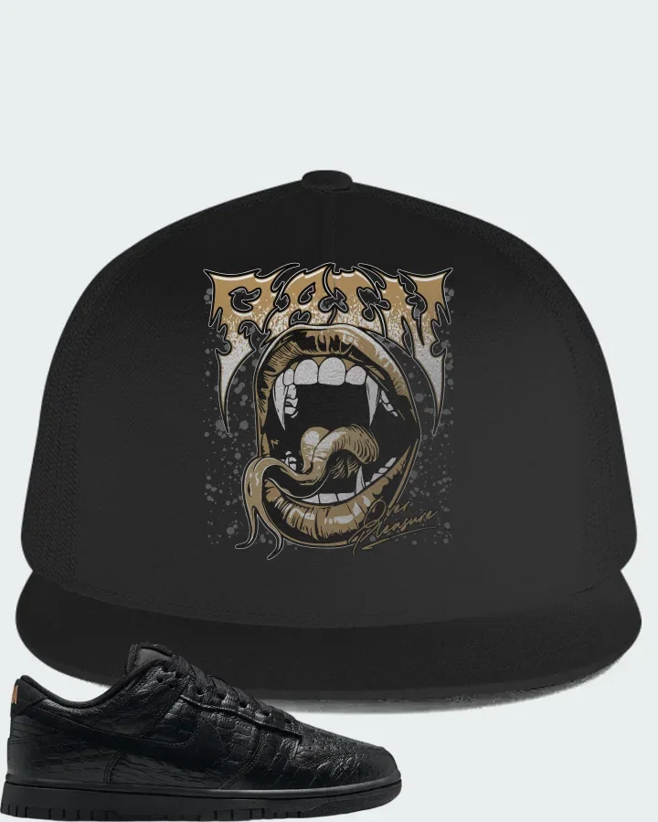 Nike Dunk Low Black Metallic Gold Off Noir Black Matching Hat