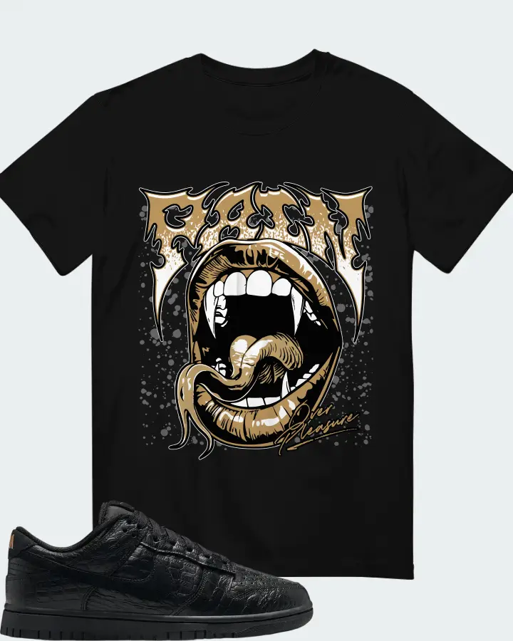 Nike Dunk Low Black Metallic Gold Off Noir Black Matching T-Shirt