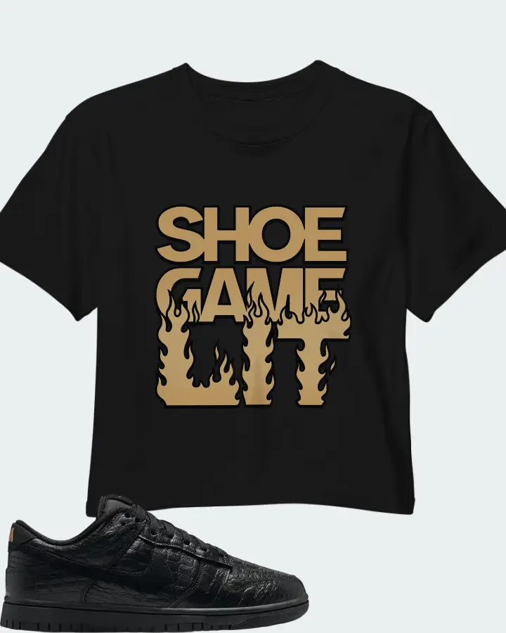 Nike Dunk Low Black Metallic Gold Off Noir Black Matching Crop Top