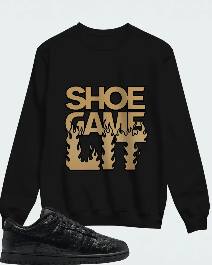 Nike Dunk Low Black Metallic Gold Off Noir Black Matching Sweatshirt