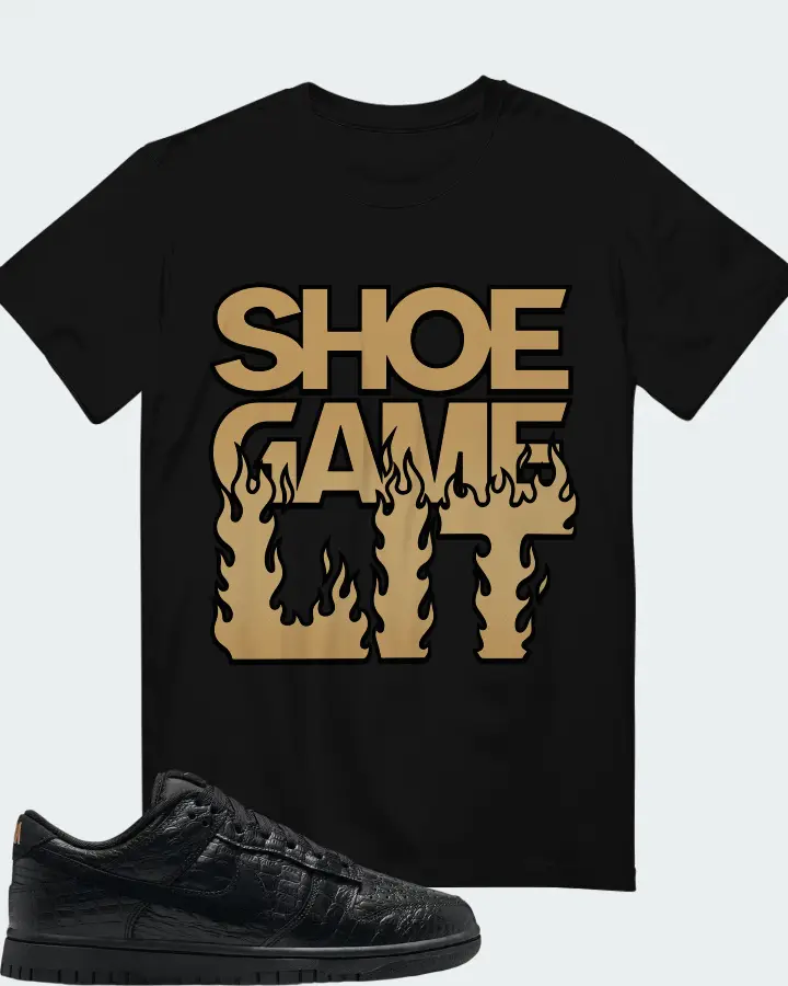 Nike Dunk Low Black Metallic Gold Off Noir Black Matching T-Shirt