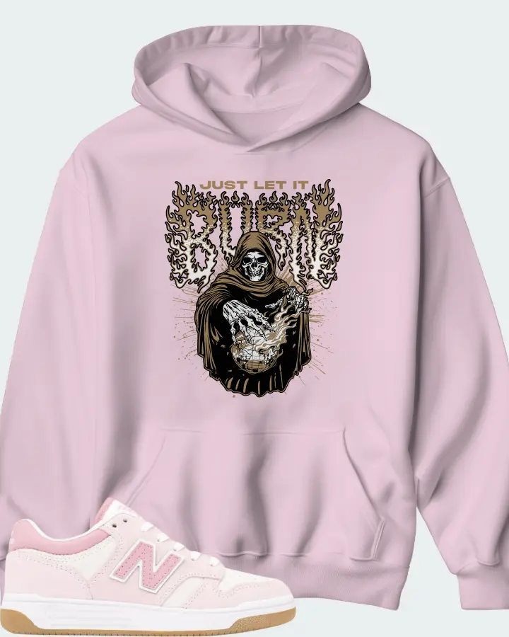 New Balance 480 Big Kid Pink White Matching Hoodie