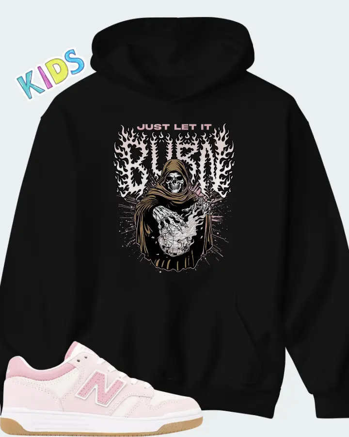 New Balance 480 Big Kid Pink White Matching Kid's Hoodie