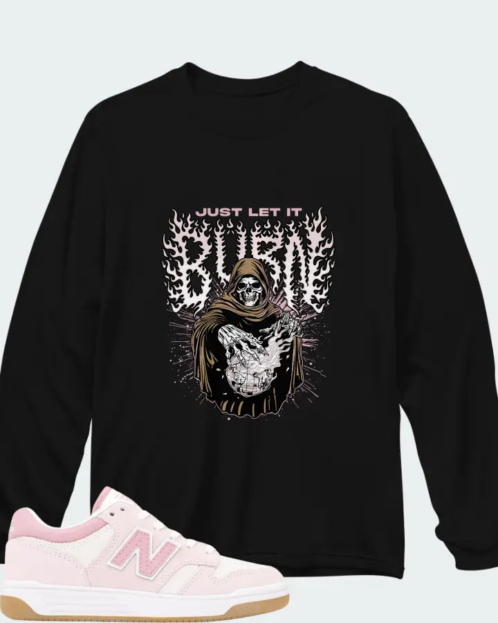 New Balance 480 Big Kid Pink White Matching Long Sleeve T-Shirt