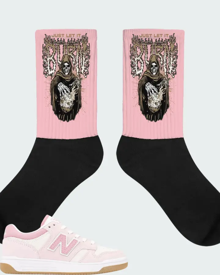 New Balance 480 Big Kid Pink White Matching Socks