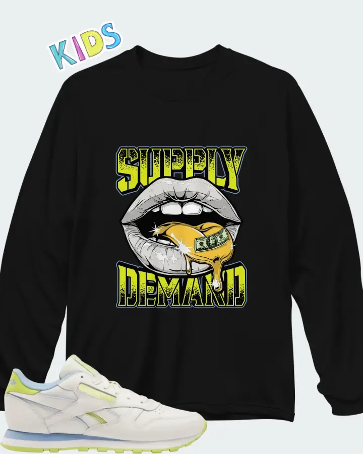 Reebok Classic Leather White Yellow Matching Kid's Long Sleeve T-Shirt