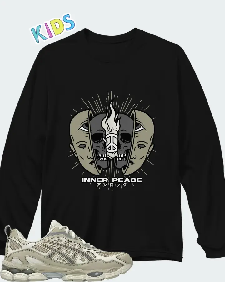 ASICS Gel NYC RGD Smoke Grey Wool Matching Kid's Long Sleeve T-Shirt