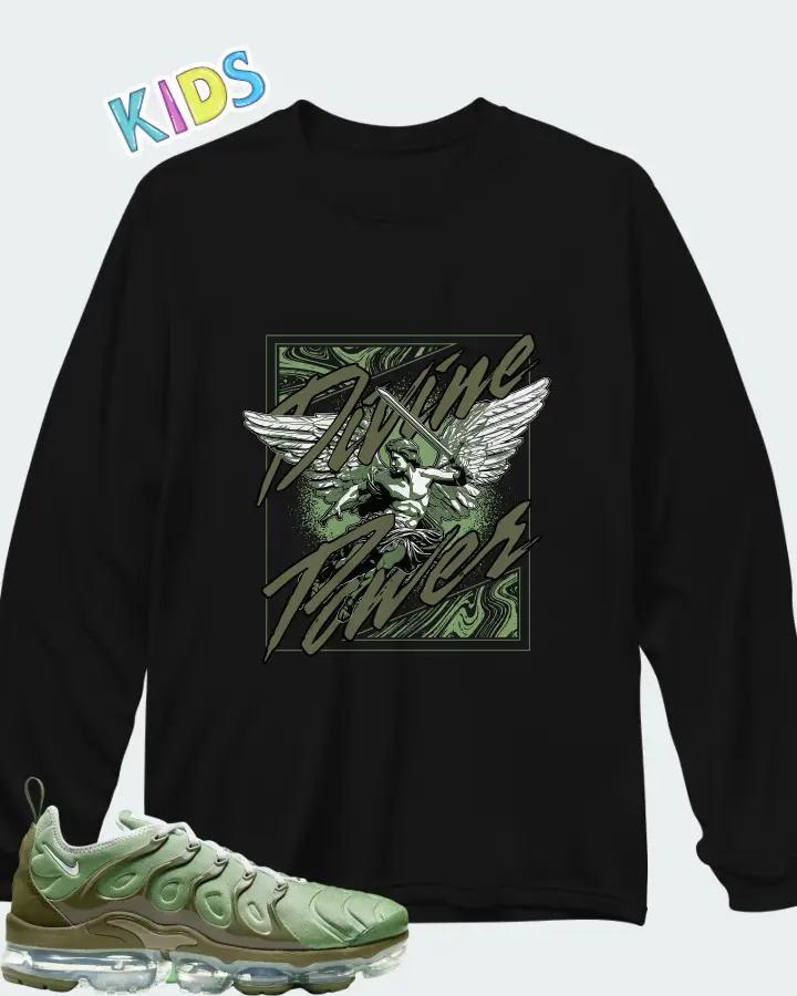 Nike Air VaporMax Plus Oil Green Matching Kid's Long Sleeve T-Shirt