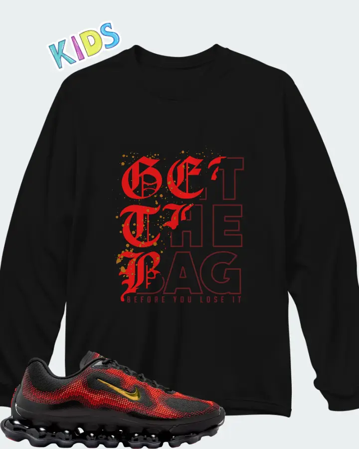 Nike Air Liquid Max Bright Crimson and Fire Red Matching Kid's Long Sleeve T-Shirt