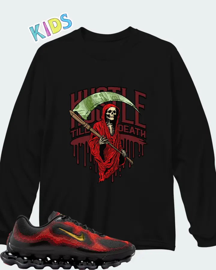 Nike Air Liquid Max Bright Crimson and Fire Red Matching Kid's Long Sleeve T-Shirt