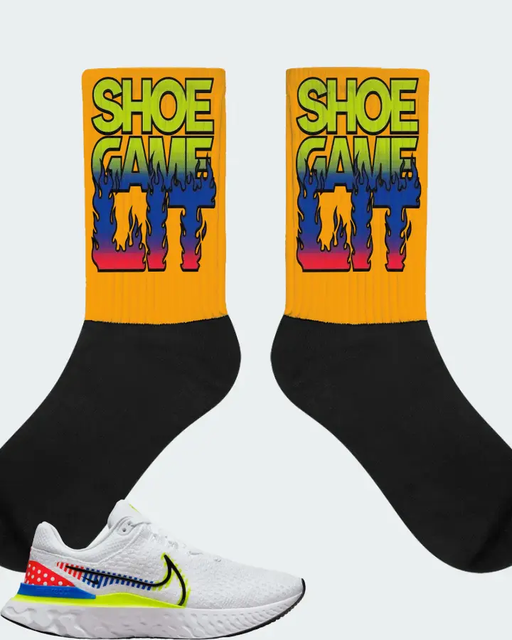 Nike React Infinity Run Flyknit 3 Premium Sneaker Matching Gold Socks - Shoe Game Lit Refreshed